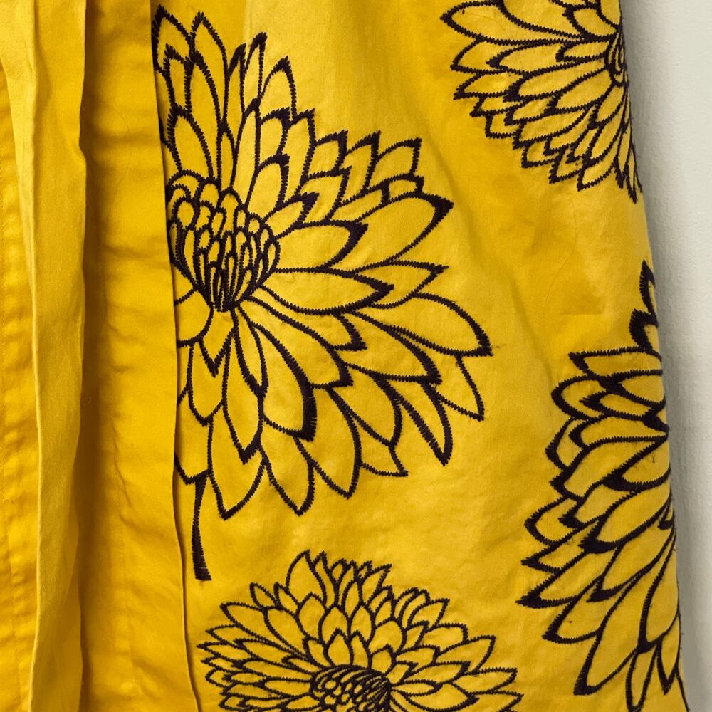 Anthropologie Floreat Ile Royale Strapless Dress Yellow Embroidered Flowers XS - Picture 2 of 9